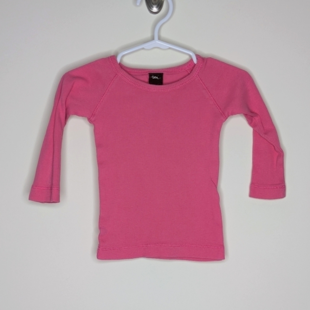 Tea Collection Pink Ribbed Long Sleeve Shirt 6-12m